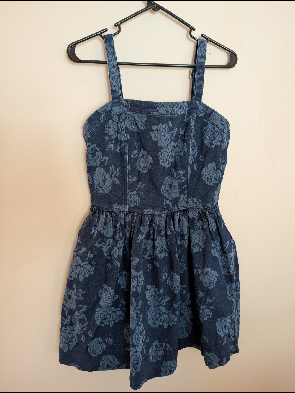 Steve Madden Floral Engraved Denim Fit & Flare Mini Dress NWT Size 8
